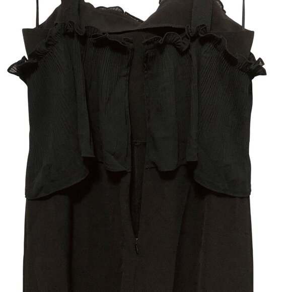 Love, Bonito Solid Black Ruffled Pleated Overlay Wide-Leg  Jumpsuit 6 - Picture 10 of 10
